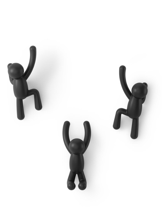 Umbra Buddy haken set van 3 - voorkant 2 zwart