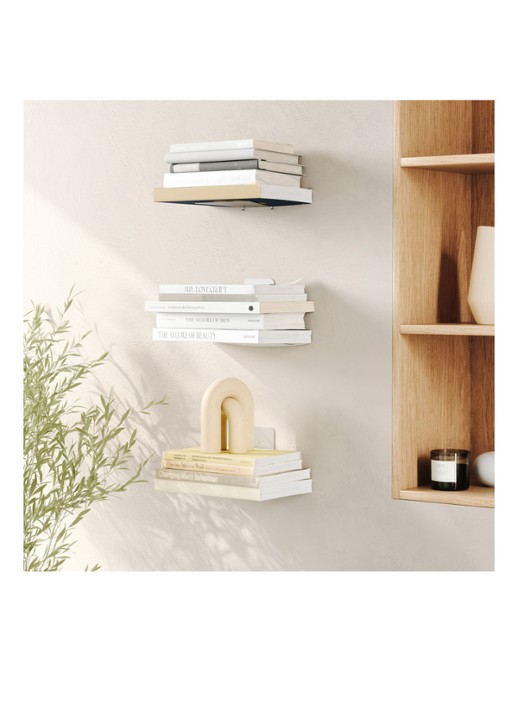 Umbra Conceal zwevende boekenplank in 3-pack - achterkant zilver