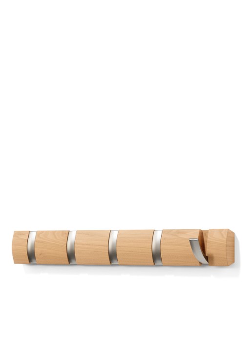 Umbra Flip 5 Hook kapstok van hout  - achterkant bruin