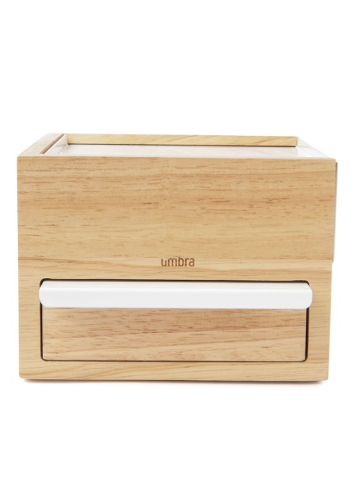 Umbra Stowit Mini sieradendoos 15 x 17 cm - achterkant 2 lichtbruin