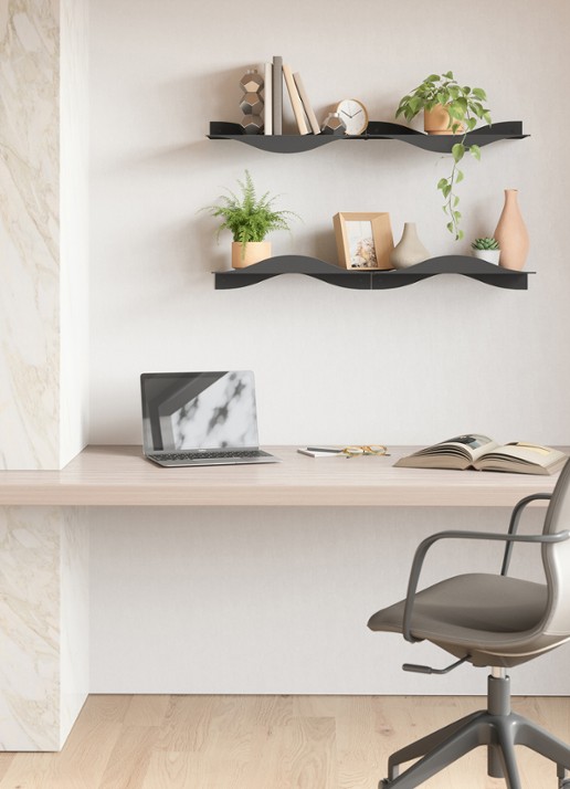 Umbra Surf wandplank set van 2 - achterkant 8 zwart