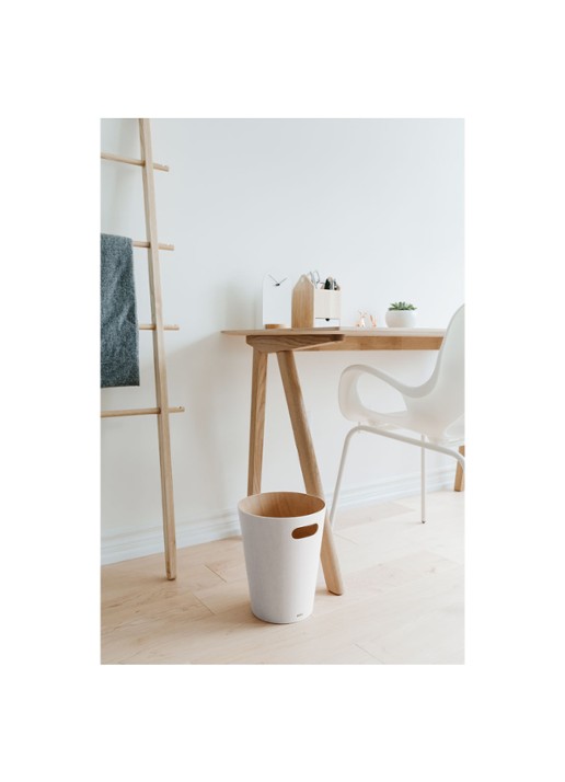 Umbra Woodrow prullenbak 7,5 liter - voorkant 4 wit