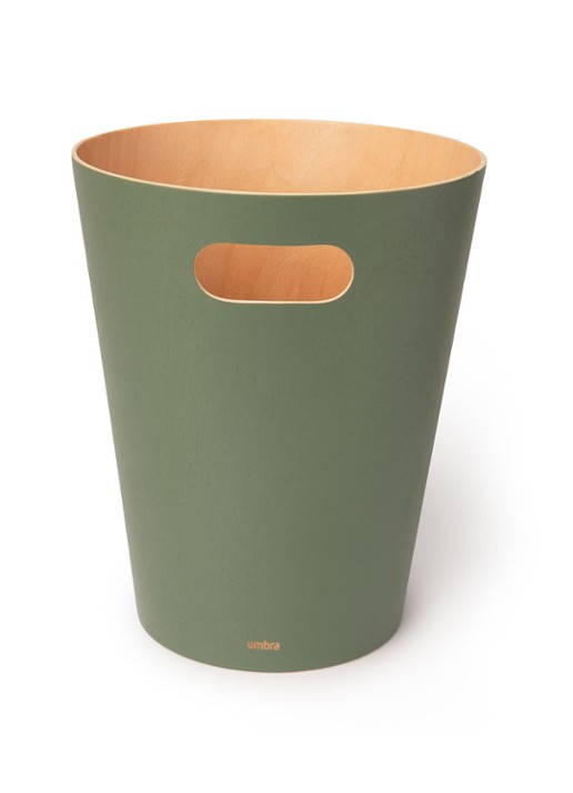 Umbra Woodrow prullenbak 7,5 liter - voorkant legergroen