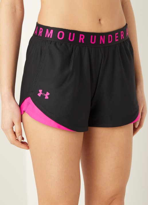 Under Armour Mid waist slim fit trainingsshorts met steekzakken en HeatGear - detail 4 zwart