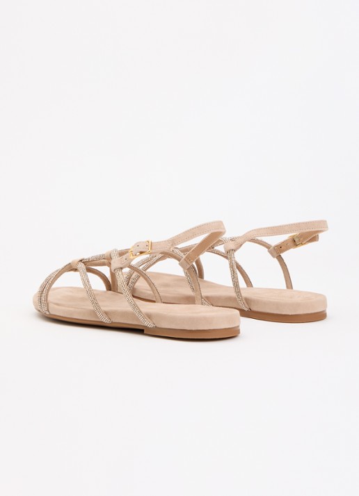 Unisa Cooper sandaal van suède met strass - achterkant 3 beige