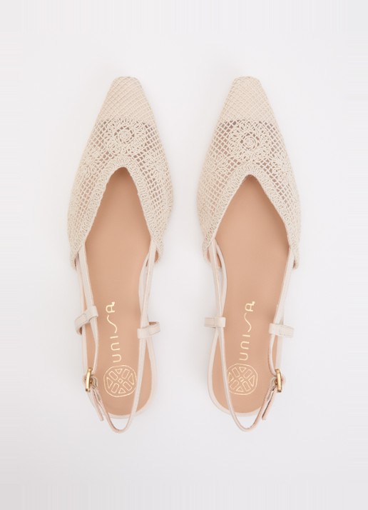 Unisa Cotis slingback met details van leer - detail 2 creme