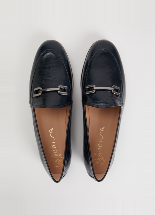 Unisa Dalcy loafer van leer met lakfinish - detail 3 zwart