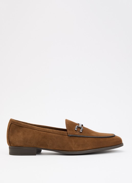 Unisa Dalcy loafer van suède - voorkant bruin