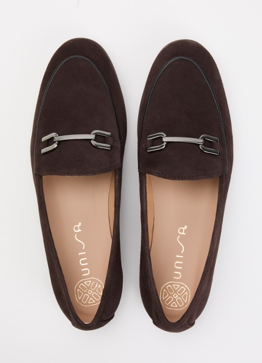 Unisa Dalcy loafer van suède - detail 4 donkerbruin