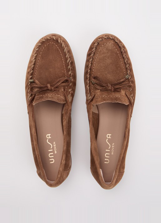Unisa Dalma loafer van suède met strikdetail - detail 2 cognac