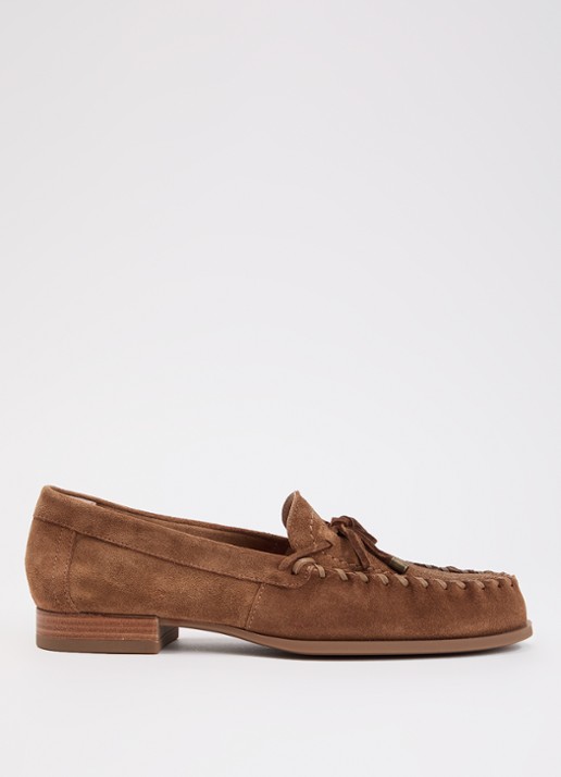 Unisa Dalma loafer van suède met strikdetail