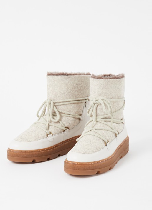 Unisa Frosty snowboot met geitenleren details - detail gebroken wit
