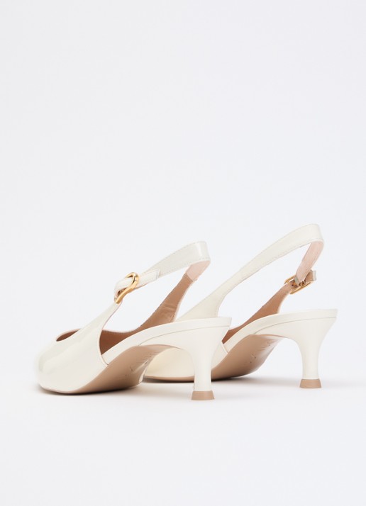 Unisa Ibon slingback van lakleer - achterkant ivoor