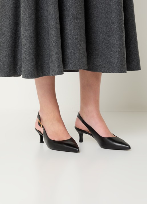 Unisa Ibon slingback van leer - voorkant 6 zwart