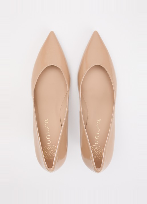 Unisa Landas pump van leer met lakfinish - detail 3 beige