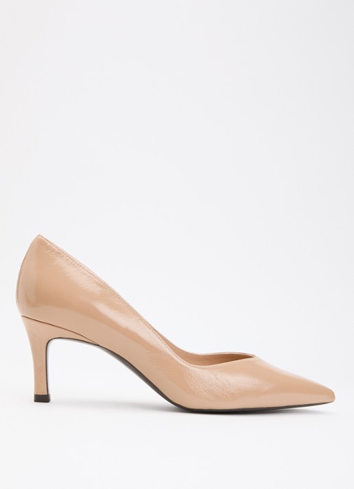 Unisa Landas pump van leer met lakfinish - voorkant 5 beige
