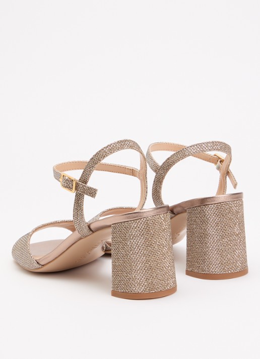 Unisa Moraty sandalette met glitter - achterkant 3 roségoud