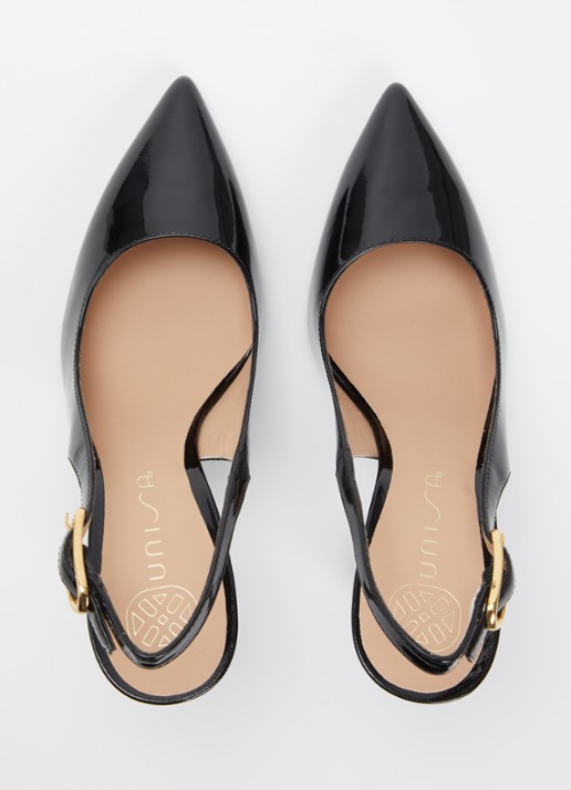 Unisa Terza slingback van leer met lakfinish - detail 4 zwart