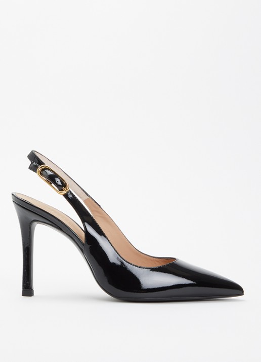 Unisa Terza slingback van leer met lakfinish - voorkant zwart