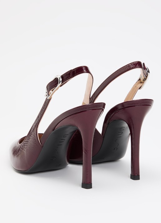 Unisa Terza slingback van leer met lakfinish - achterkant 5 bordeauxrood