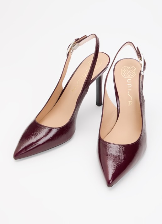Unisa Terza slingback van leer met lakfinish - detail 2 bordeauxrood