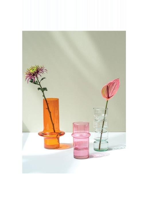 Urban Nature Culture  Glass vaas 20 cm - voorkant 3 roze