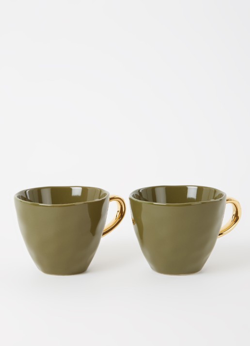Urban Nature Culture Good Morning kopje 30 cl set van 2 - voorkant 2 legergroen