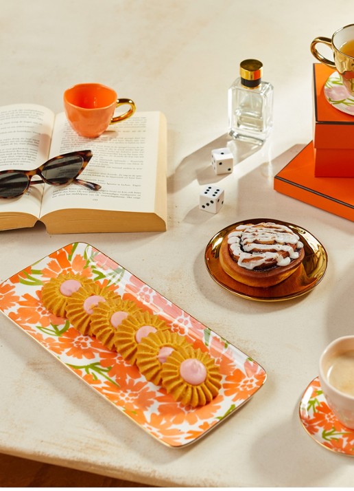 Urban Nature Culture Good Morning Palesa taartplateau 14 x 31 cm - voorkant 2 orange