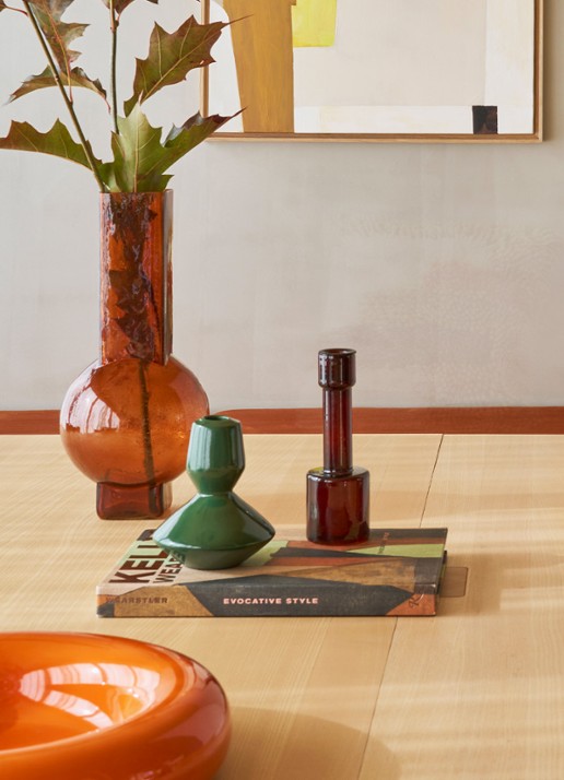 Urban Nature Culture Logan kandelaar 14 cm - voorkant 2 groen