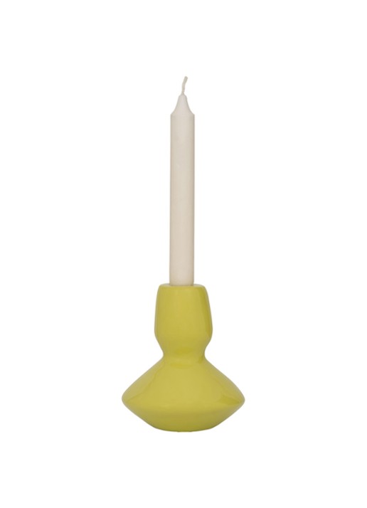 Urban Nature Culture Logan kandelaar 14 cm - voorkant 2 geel