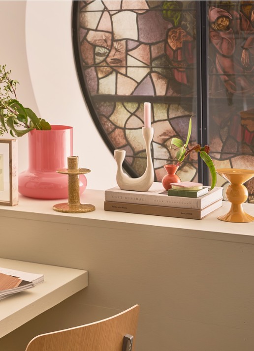 Urban Nature Culture Palesa kandelaar 21,5 cm - voorkant 3 beige