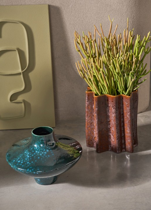 Urban Nature Culture Riff bloempot voor binnen 27 cm - voorkant 2 bruin