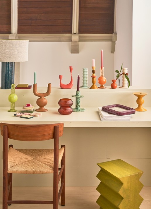 Urban Nature Culture Skye waxinelichthouder 12,5 cm - voorkant 3 orange