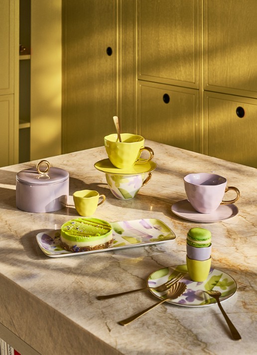 Urban Nature Culture Urban Nature Culture Good Morning Cup Cappuccino/Tea and Plate liatris/Kusha, set of 4, in gift pack - voorkant 2 multicolor