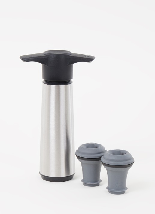 Vacu Vin Wine Saver vacuüm pomp met wijnstopper set van 3 - voorkant 3 zilver