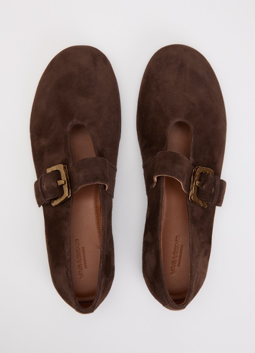 Vagabond Shoemakers Aleya ballerina van geitensuède - detail 3 bruin