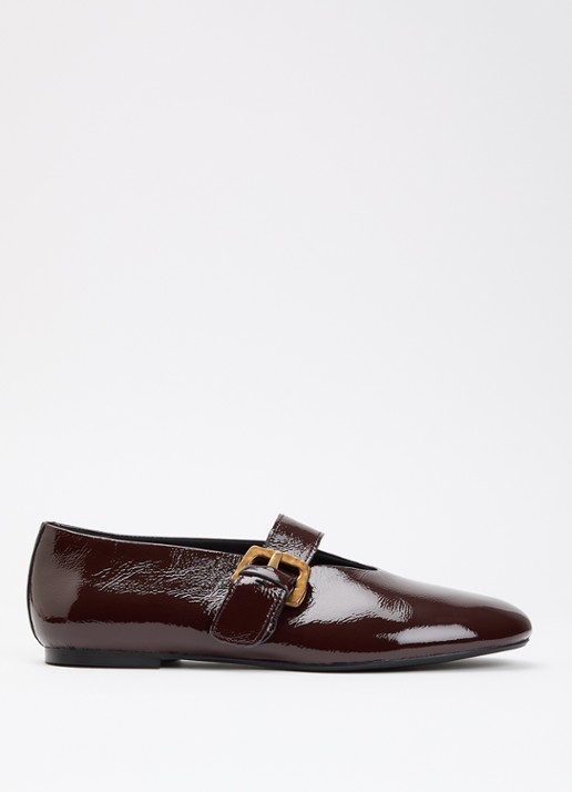 Vagabond Shoemakers Aleya ballerina van lakleer - voorkant chocoladebruin
