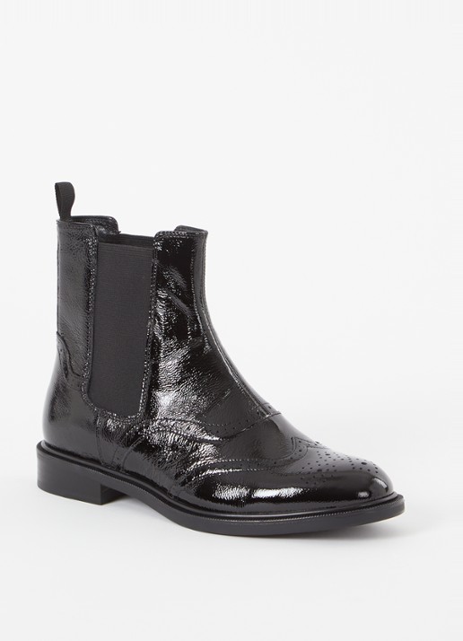 Vagabond Shoemakers Amina chelsea boot van lakleer met broque details - voorkant 4 zwart