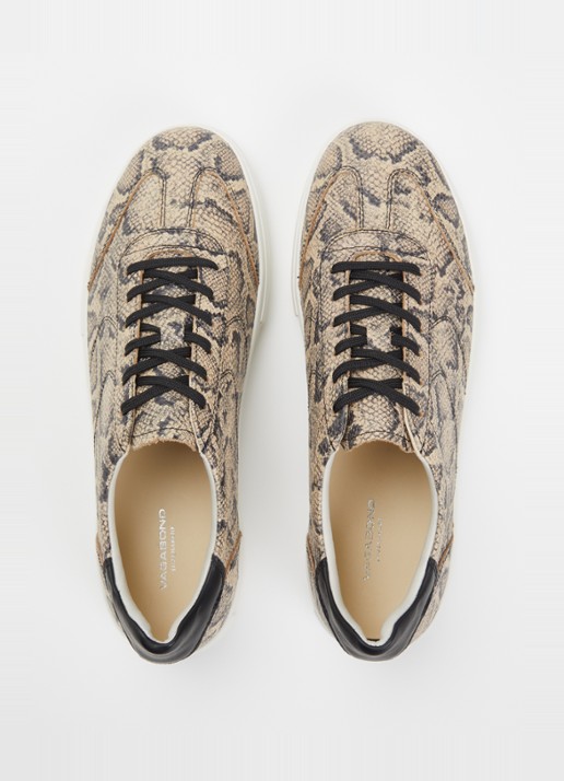 Vagabond Shoemakers Cody sneaker van geitenleer met slangenprint - detail 3 beige