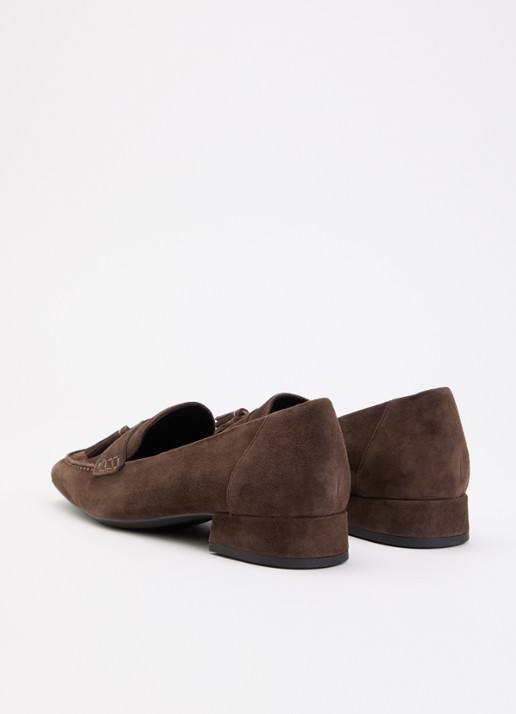 Vagabond Shoemakers Debbi loafer van suède met franjes - achterkant donkerbruin