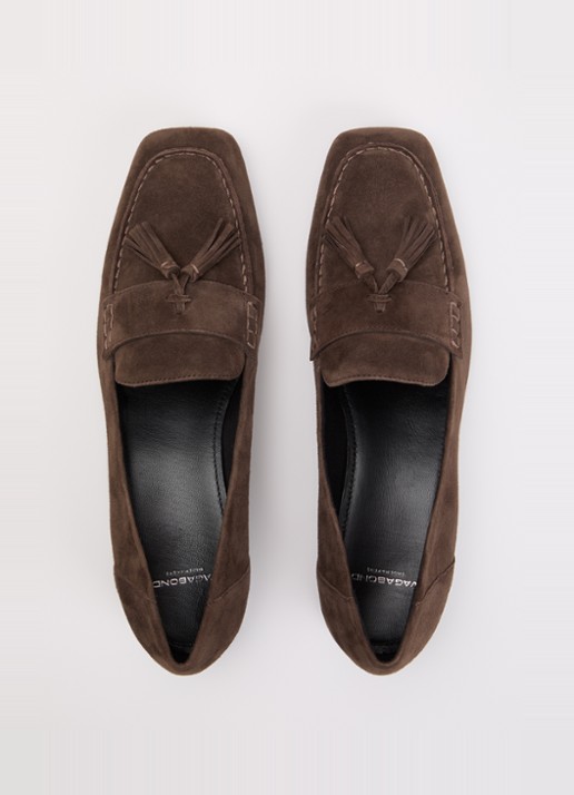 Vagabond Shoemakers Debbi loafer van suède met franjes - detail 5 donkerbruin