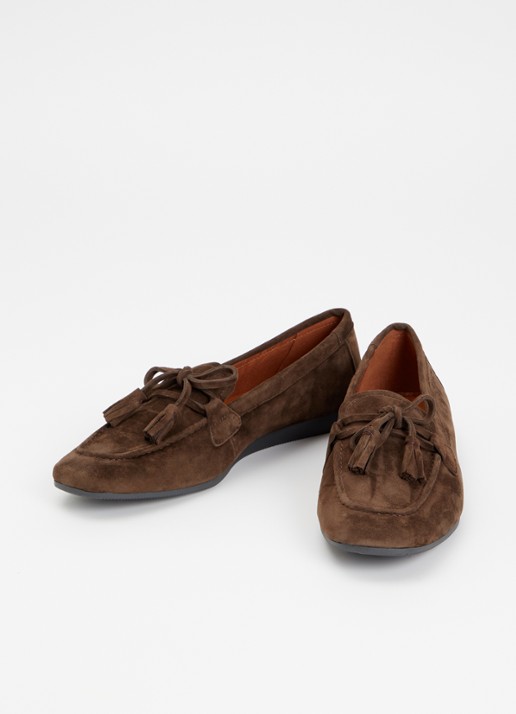 Vagabond Shoemakers Hillary loafer van suède  - detail donkerbruin