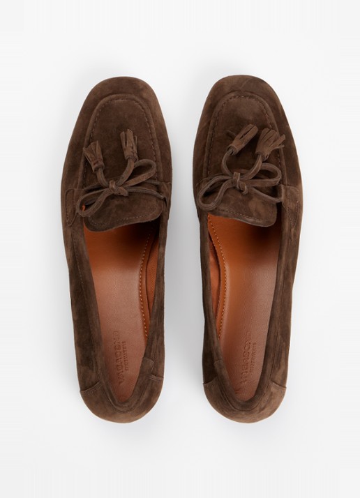 Vagabond Shoemakers Hillary loafer van suède  - detail 2 donkerbruin