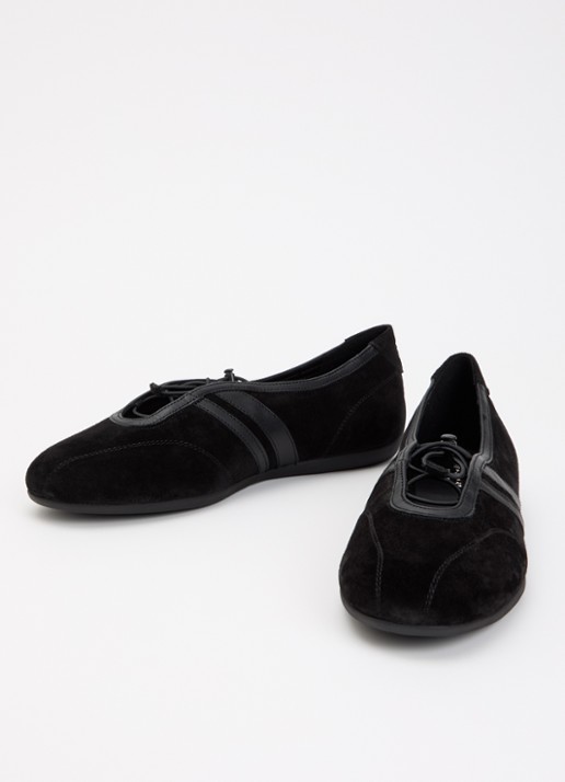 Vagabond Shoemakers Hollie ballerina van suéde met leren details - detail 3 zwart
