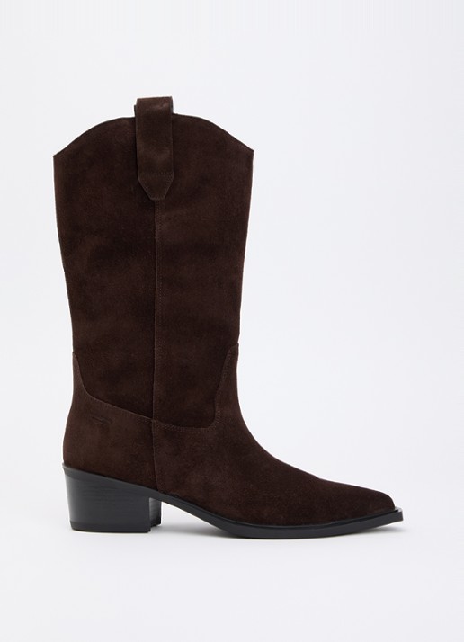 Vagabond Shoemakers Kelsey cowboylaars van suède - voorkant donkerbruin
