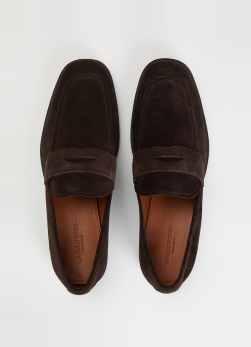 Vagabond Shoemakers Troy loafer van suède - detail 4 donkerbruin