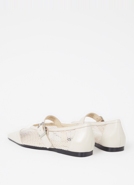 Vagabond Shoemakers Wioletta ballerina van mesh met leren details - achterkant 6 gebroken wit