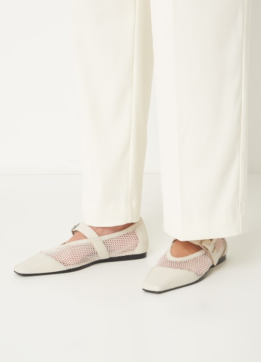 Vagabond Shoemakers Wioletta ballerina van mesh met leren details - voorkant 2 gebroken wit