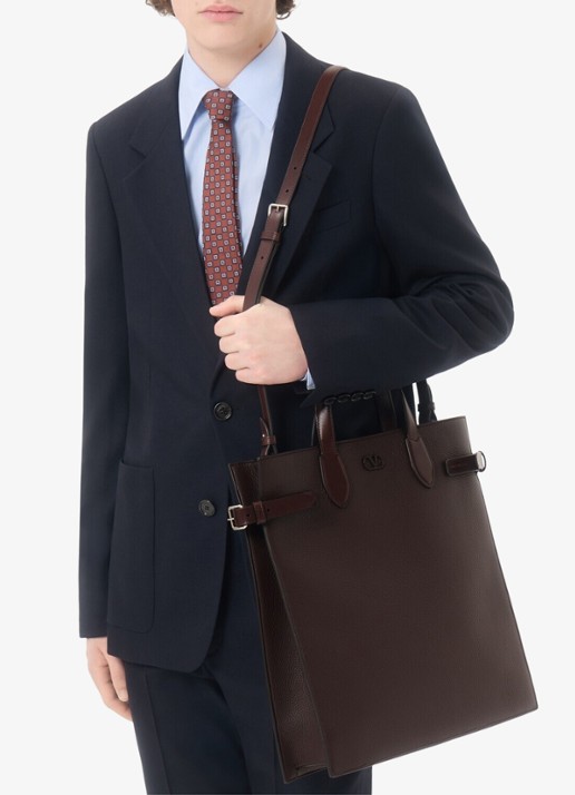 Valentino Garavani Antibes Medium handtas van kalfsleer - detail 6 donkerbruin