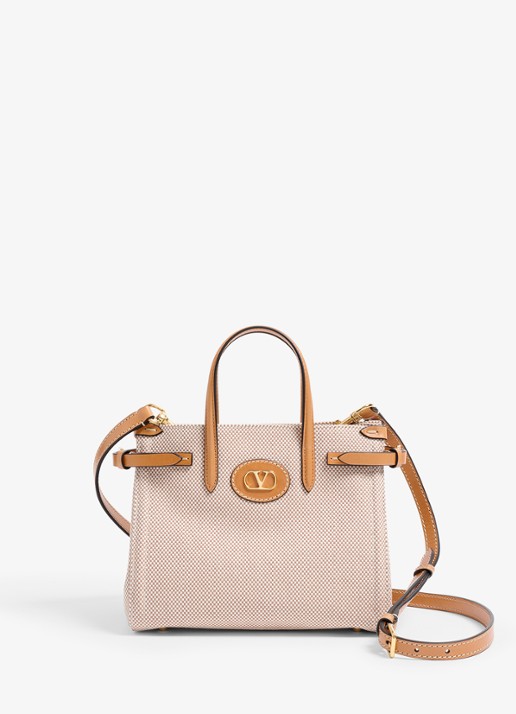 Valentino Garavani Antibes Small shopper van canvas met leren details